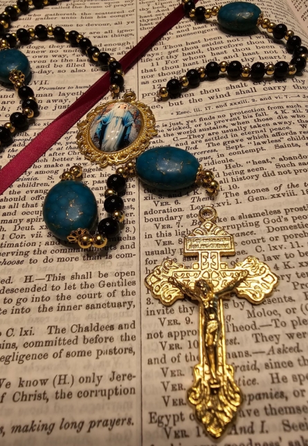 Our Lady of Graces w: Turquoise Accents Rosary-1