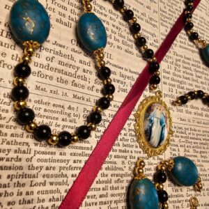 Our Lady of Graces w: Turquoise Accents Rosary-2