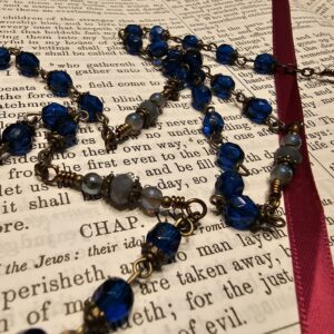 Royal Blue w: Moon Stone Rosary-5