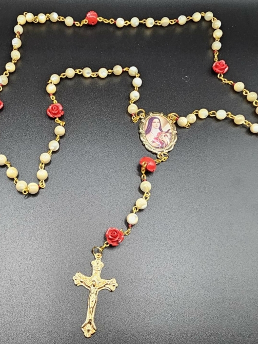 St Thérèse of Lisieux Red Rose Rosary