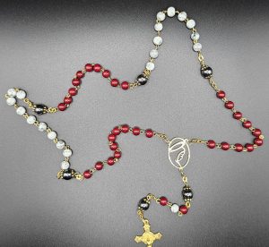 Two Tone Maroon w/ Crackle Saint Benedict Rosary