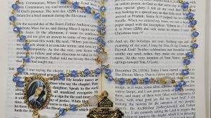 Sorrowful Mother Mary Light Blue Rosary