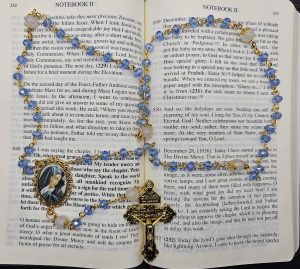 Sorrowful Mother Mary Light Blue Rosary