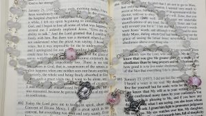 Lantern Pink Rose Mother Mary Rosary