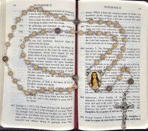 Saint Philomena White Wooden Rosary